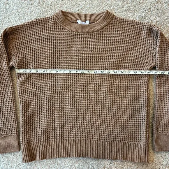 Time and Tru Waffle-Knit Crew Neck Long-Sleeve Sweater - Picture 6 of 8